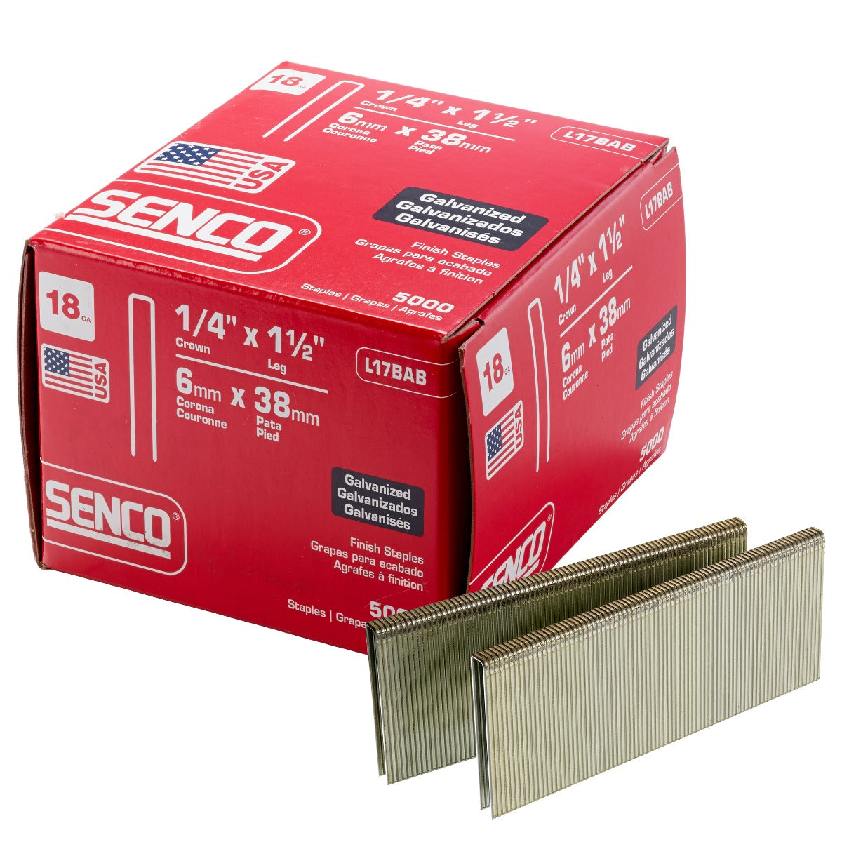 Senco 18 Ga. Crown  1/4in x 1-1/2 Medium Wire Staples L17BAB