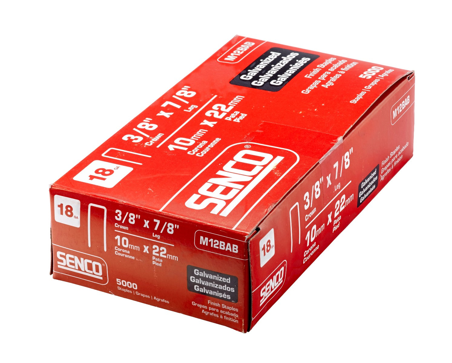 Senco 18 Ga. 3/8in Crown 7/8in Medium Wire Staples M12BAB