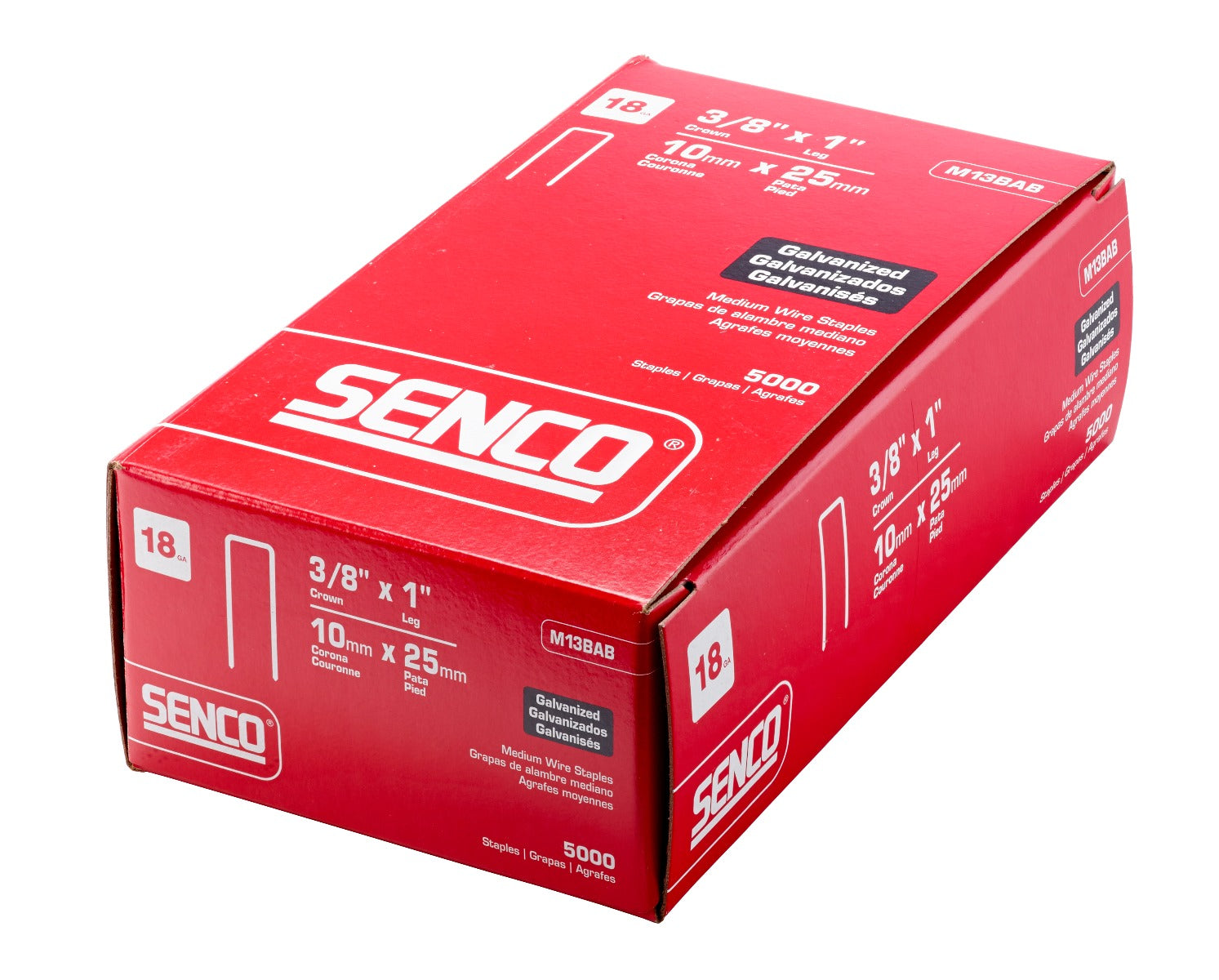 Senco 18 Ga. 3/8in Crown 1in Medium Wire Staples M13BAB