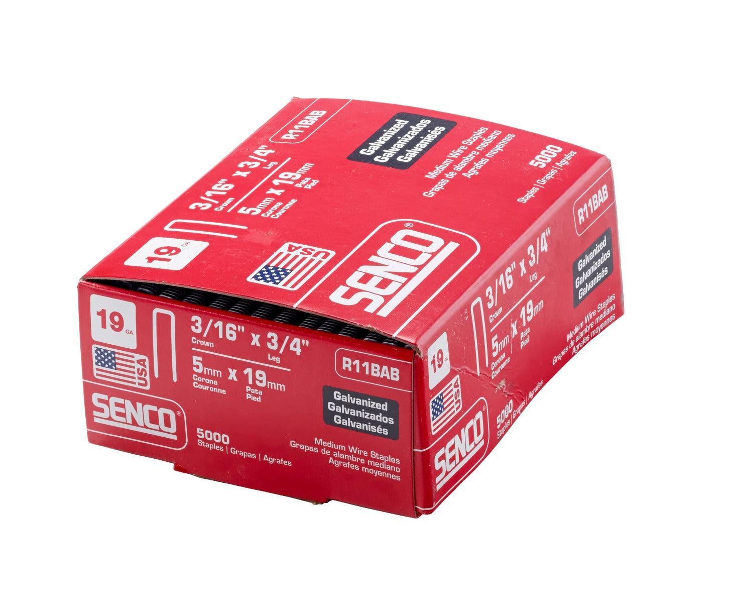 Senco 19 Ga. Crown 3/16in  x 3/4in Medium Wire Staples R11BAB