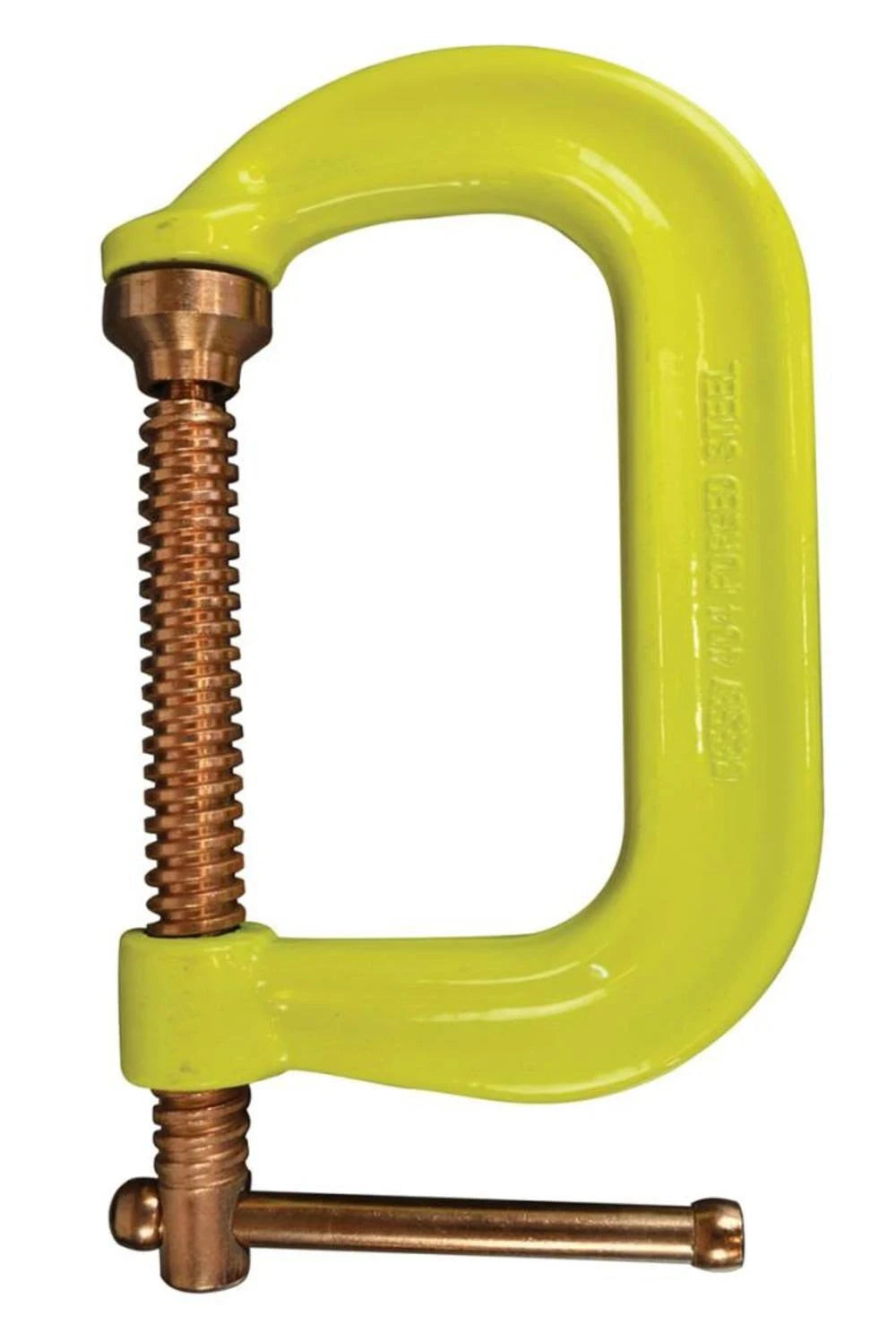Bessey Tools 10 in. Drop Forged C-Clamp, 6 in. Throat Depth, HiVis Yellow, Copper Plated Spindle CDF410CHV
