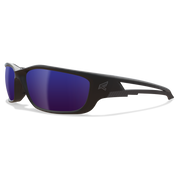 Edge Eyewear Kazbek XL Safety Glasses, Black Frame, Blue Mirror Lens SK-XL118