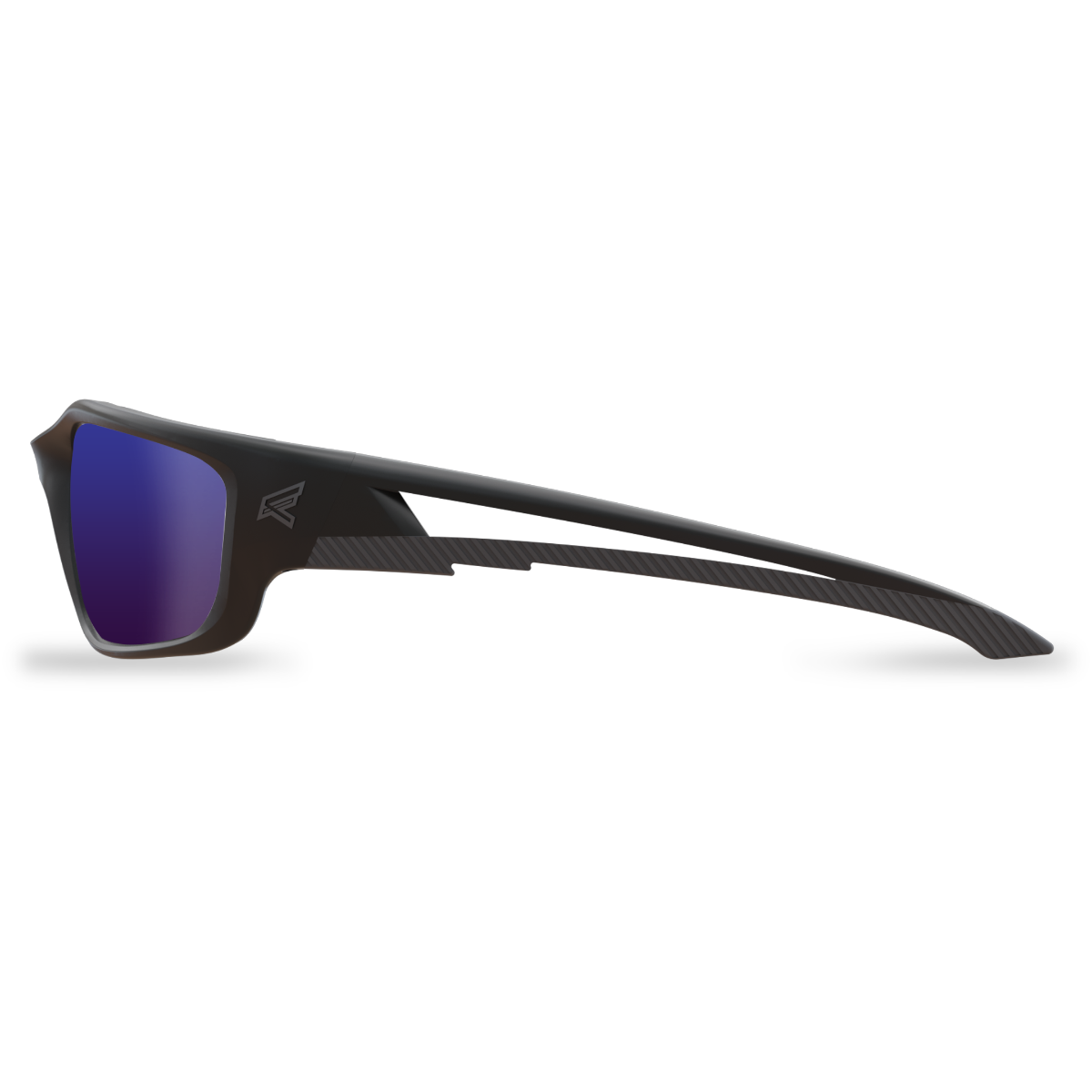 Edge Eyewear Kazbek XL Safety Glasses, Black Frame, Blue Mirror Lens SK-XL118