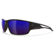 Edge Eyewear Kazbek Safety Glasses, Black Frame, Blue Mirror Lens SK118