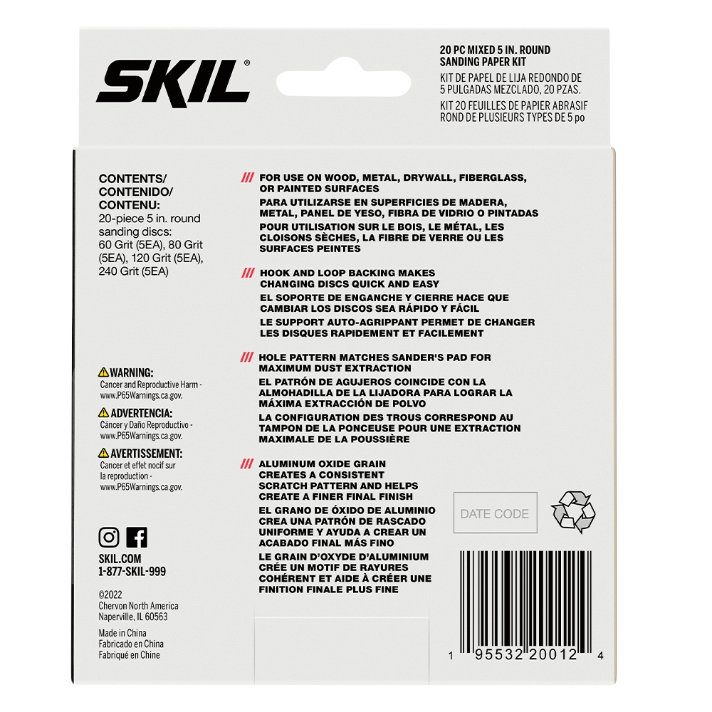 Skil 20-Piece Mixed 5 in. Round Sanding Paper Kit CDA9003
