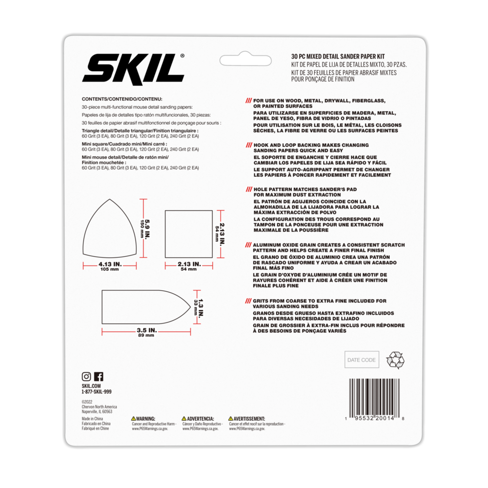 Skil 30pc Mixed Triangle and Detailed Sanding Paper Kit CDA9005