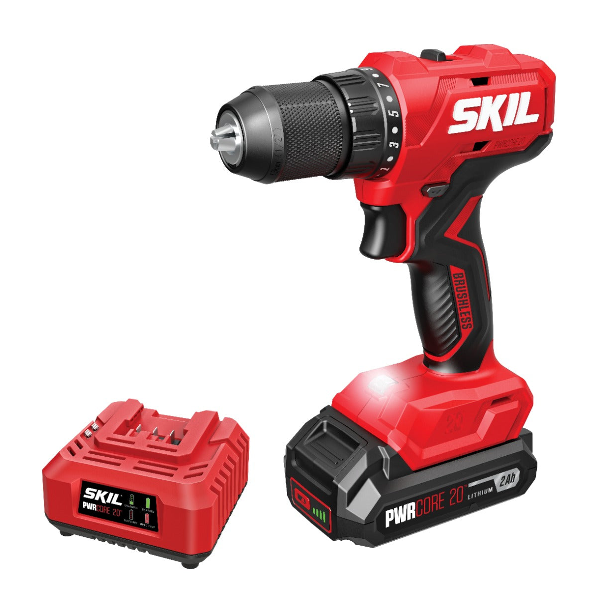 Skil PWR CORE 20 Brushless 20V 1/2" Drill Driver Kit DL6280B-10