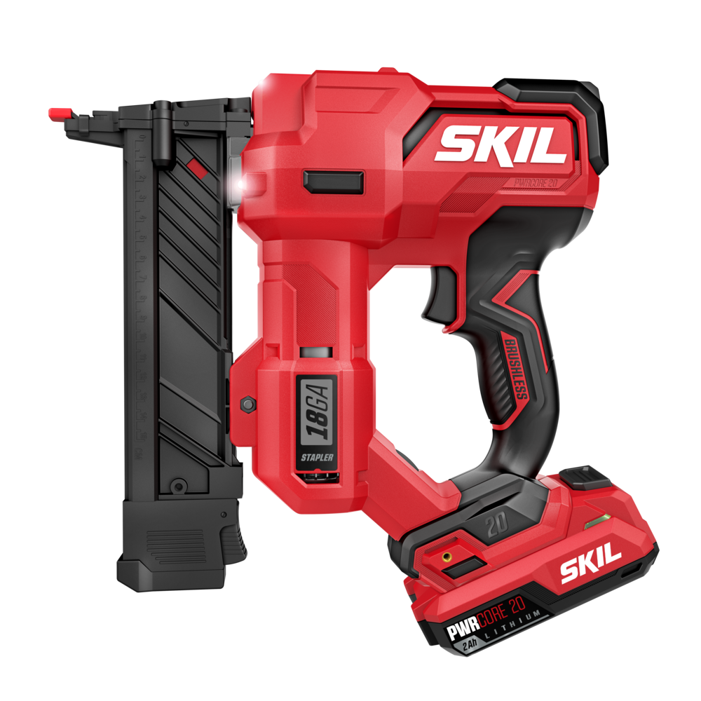 Skil PWRCORE 20 Brushless 20V 18Ga 1/4 in. Narrow Crown Stapler Kit with 2.0Ah USB-C Battery and 45W PD Charger SL1814B-10