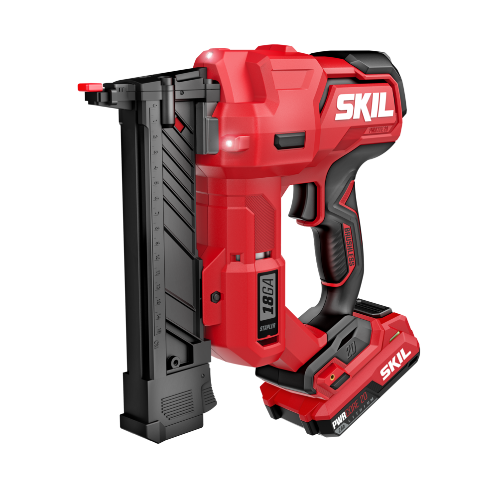 Skil PWRCORE 20 Brushless 20V 18Ga 1/4 in. Narrow Crown Stapler Kit with 2.0Ah USB-C Battery and 45W PD Charger SL1814B-10