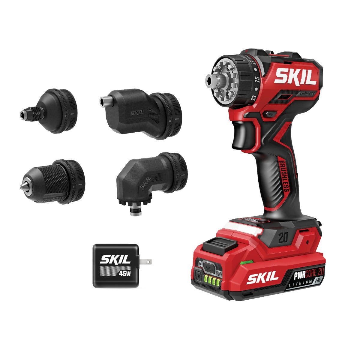Skil Brushless 20V Compact Multi-Head Drill Driver Kit QD6293B-10