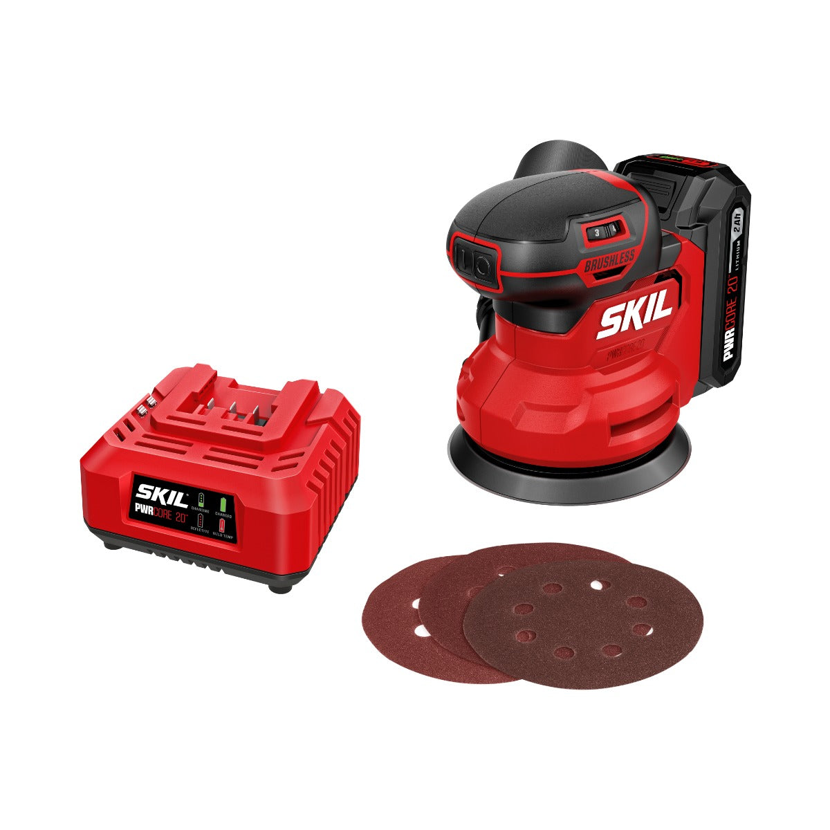Skil PWR CORE 20 Brushless 20V Random Orbital Sander Kit SR7603B-10
