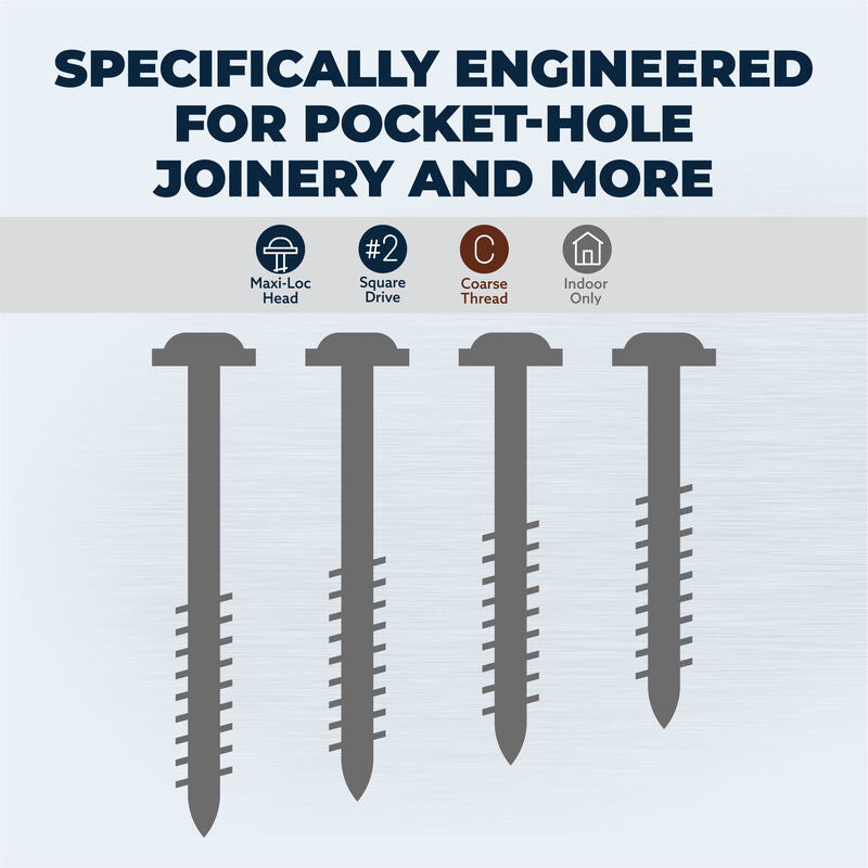 Kreg Stainless Steel Pocket-Hole Screws, 1-1/4 in, #8 Coarse, Maxi-Loc Head, 100 ct. SML-C125S5-100