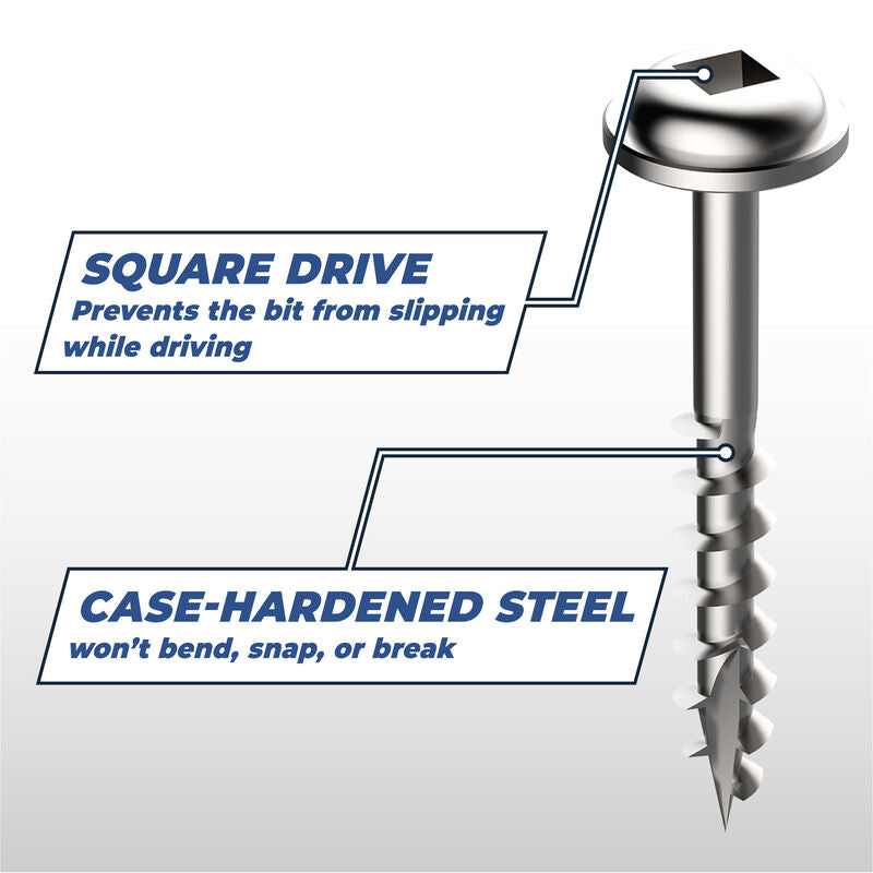 Kreg Stainless Steel Pocket-Hole Screws, 1-1/4 in, #8 Coarse, Maxi-Loc Head, 100 ct. SML-C125S5-100