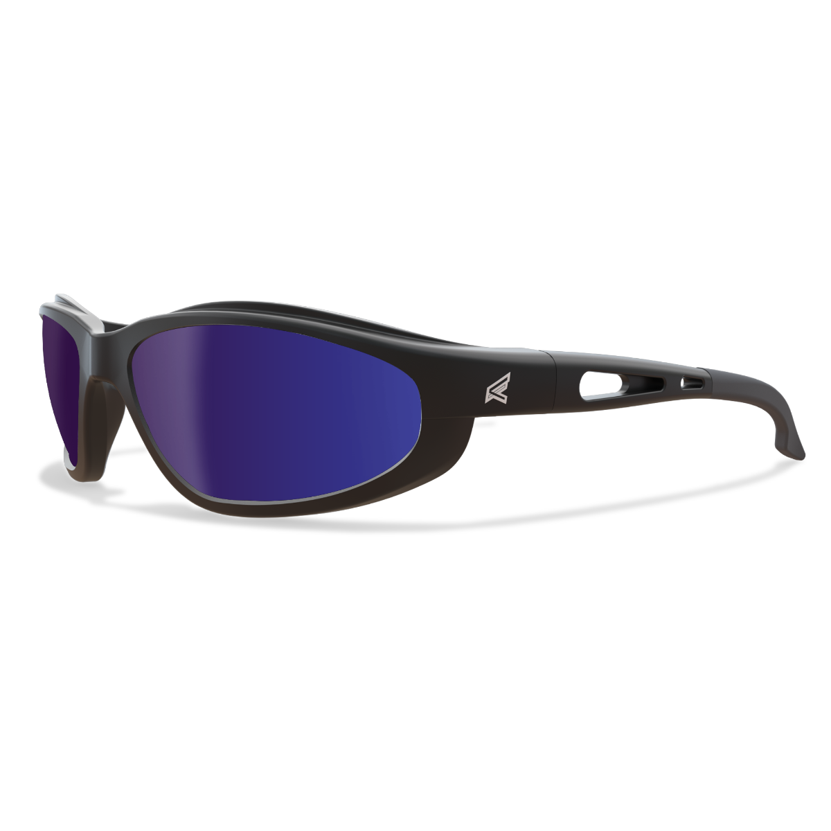 Edge Eyewear Dakura Safety Glasses, Black Frame, Blue Mirror Lens SW118
