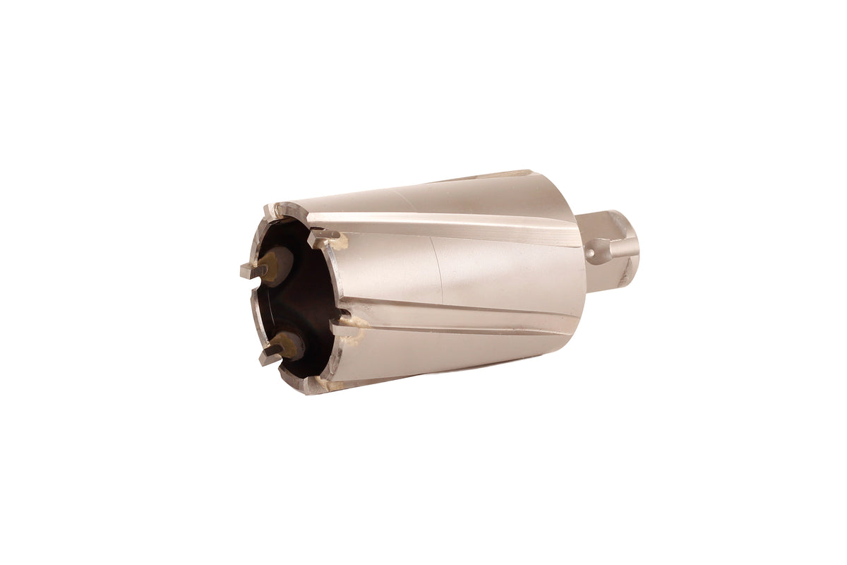 Front end view of Slugger carbide tipped annular cutter showing teeth and hollow bore
