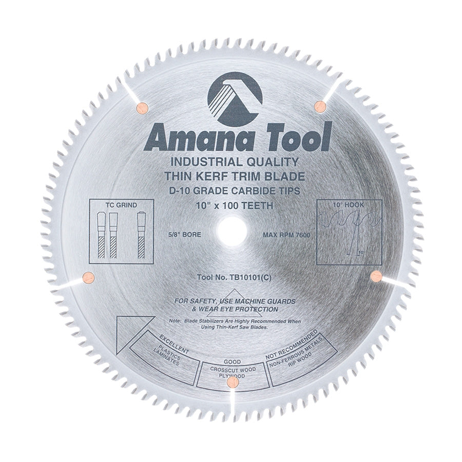 Amana Tool 10 in /100T Thin Kerf T.C.G.Grind TB10101