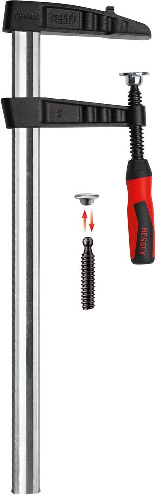 Bessey Tools 24 in. Heavy-Duty Malleable Cast Bar Clamp, 4-1/2 in. Throat Depth, 1,540 lbs. Clamping Force TGK4.524+2K