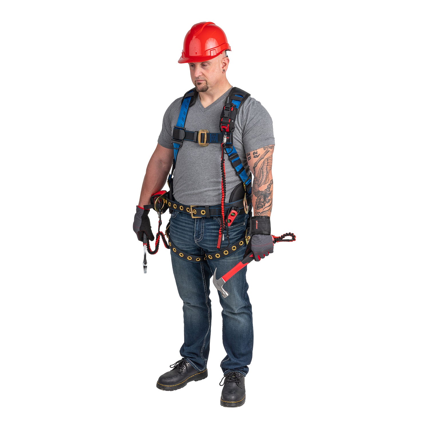 K Strong Kapture Essential+ 5-Point Full Body Harness, Back Pad, TB Waist Belt and Legs, Dorsal D-ring, 2 Side D-rings (XL-2XL) UFH16231GP(XL-2XL)