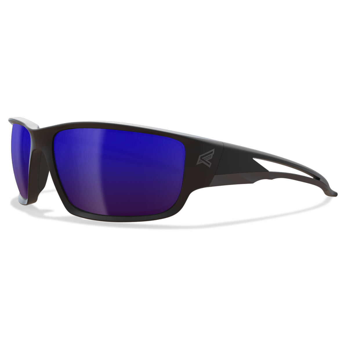 Edge Eyewear Kazbek Safety Glasses, Black Frame, Polarized Aqua Precision Blue Mirror Lens TSKAP218