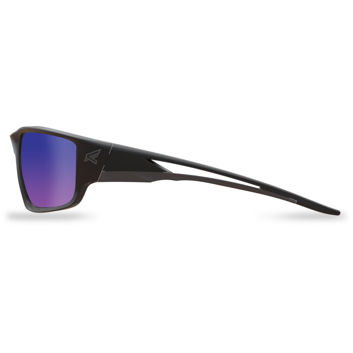 Edge Eyewear Kazbek Safety Glasses, Black Frame, Polarized Aqua Precision Blue Mirror Lens TSKAP218