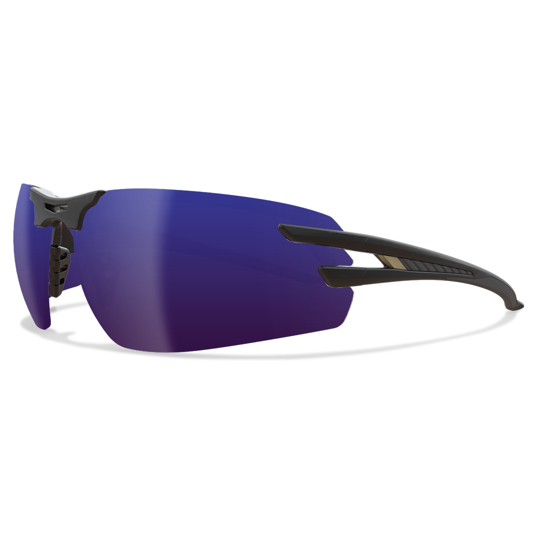 Edge Eyewear Salita Safety Glasses, Black Frame, Polarized Aqua Precision Blue Mirror Lens TSLAP218