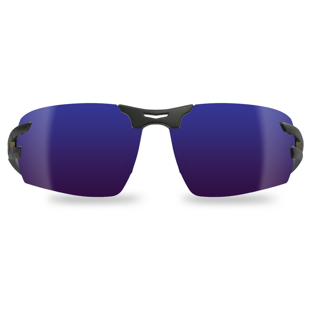 Edge Eyewear Salita Safety Glasses, Black Frame, Polarized Aqua Precision Blue Mirror Lens TSLAP218
