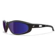 Edge Eyewear Dakura Safety Glasses, Black Frame, Polarized Aqua Precision Blue Mirror Lens TSMAP218