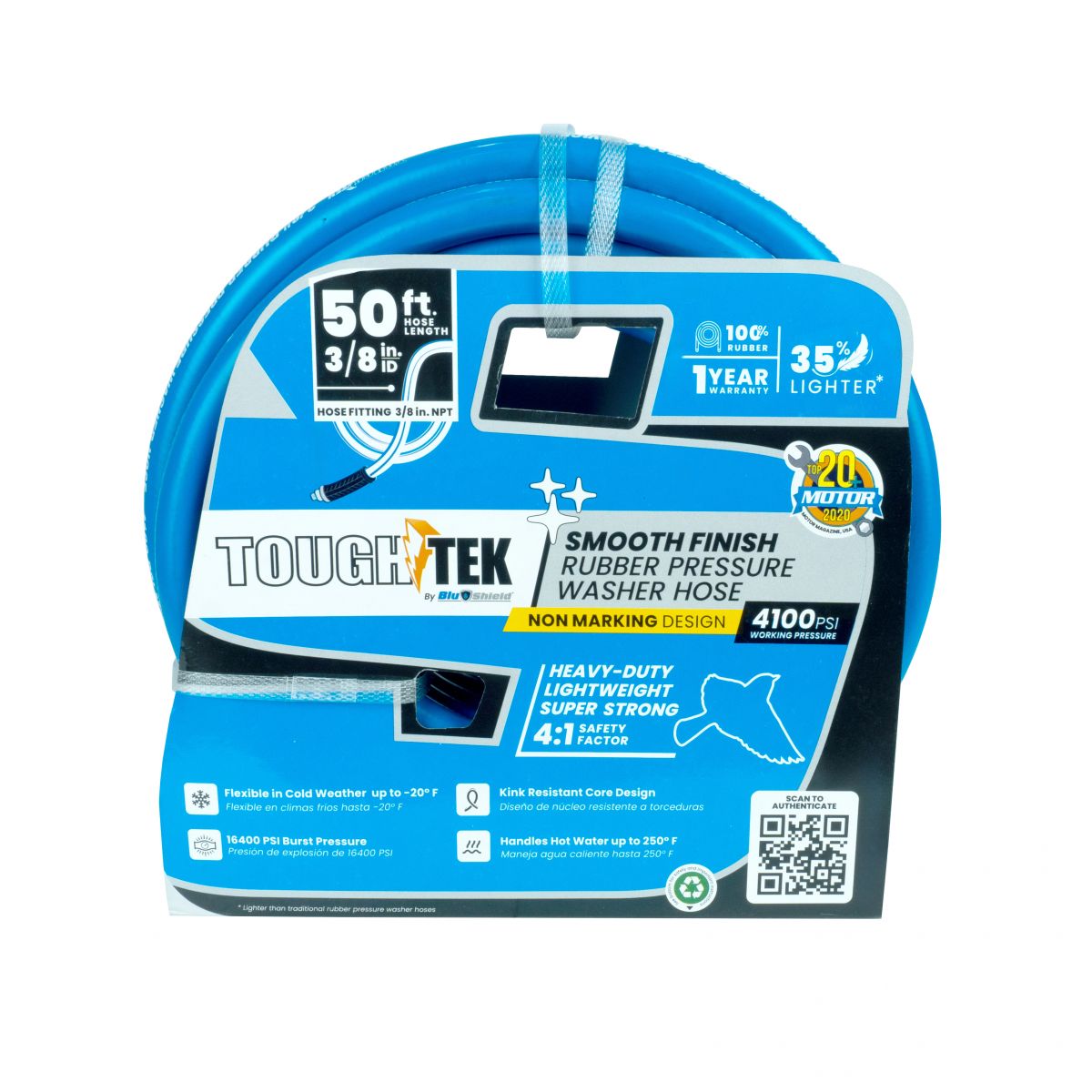 Blu Shield Tough Tek 3/8" X 50' Rubber Pressure Washing Hose