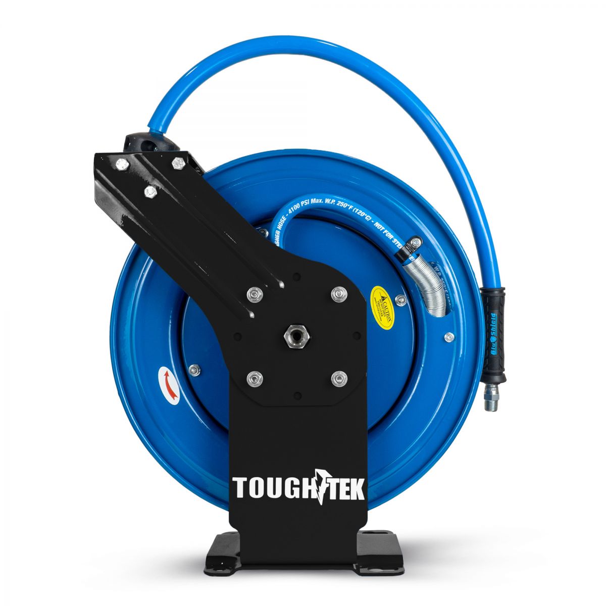 Blu Shield Tough Tek 3/8" X 100' Rubber Pressure Washing Dual Arm Hose Reel w/ 6' Lead-in-Hose