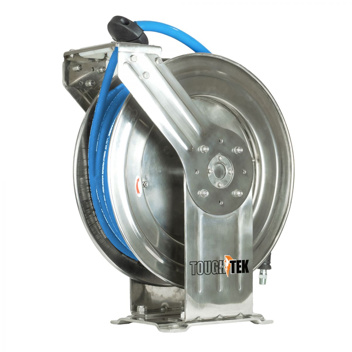 Blubird Blu Shield Tough Tek 3/8" X 50' Rubber Pressure Washing SS Dual Arm Hose Reel w/ 6' Lead-in-Hose TTPWRSS3850-NM