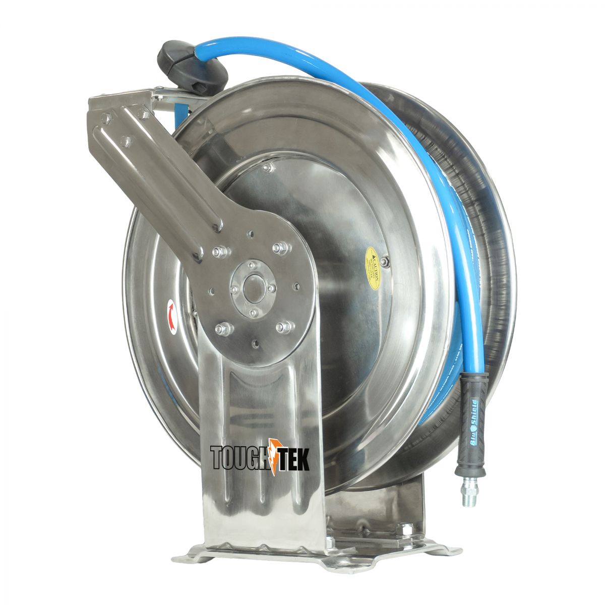 Blubird Blu Shield Tough Tek 3/8" X 50' Rubber Pressure Washing SS Dual Arm Hose Reel w/ 6' Lead-in-Hose TTPWRSS3850-NM