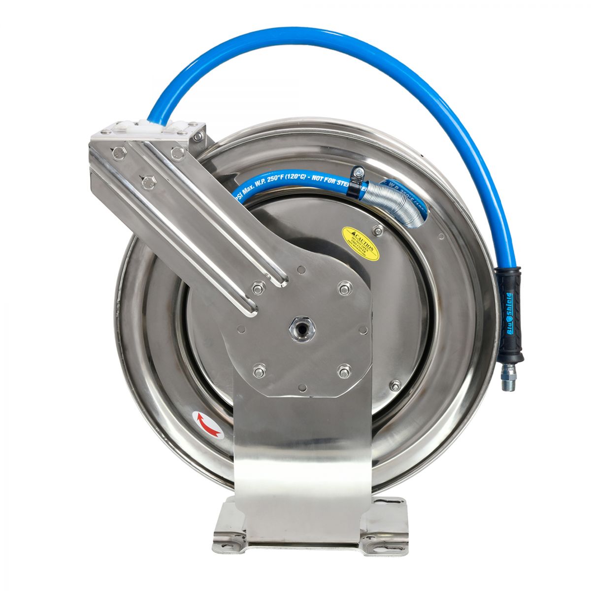 Blubird Blu Shield Tough Tek 3/8" X 50' Rubber Pressure Washing SS Dual Arm Hose Reel w/ 6' Lead-in-Hose TTPWRSS3850-NM