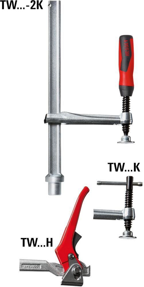Bessey Tools 8 in. Welding Table Clamp, 4 in. Fixed Throat Depth, 16 mm Matrix, 2K Composite Handle TW16-20-10-2K