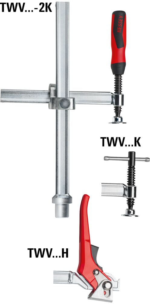 Bessey Tools 16mm Matrix Welding Table Clamp, 8 in. Capacity, 1-3/16 to 6 in. Variable Throat, T-Bar Handle TWV16-20-15K