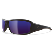 Edge Eyewear Brazeau Safety Glasses, Black Frame, Polarized Aqua Precision Blue Mirror Lens TXBAP238