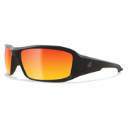 Edge Eyewear Brazeau Safety Glasses, Black Frame, Polarized Aqua Precision Red Mirror Lens TXBAP239