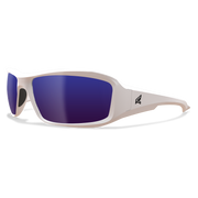 Edge Eyewear Brazeau Safety Glasses, White Frame, Polarized Aqua Precision Blue Mirror Lens TXBAP248