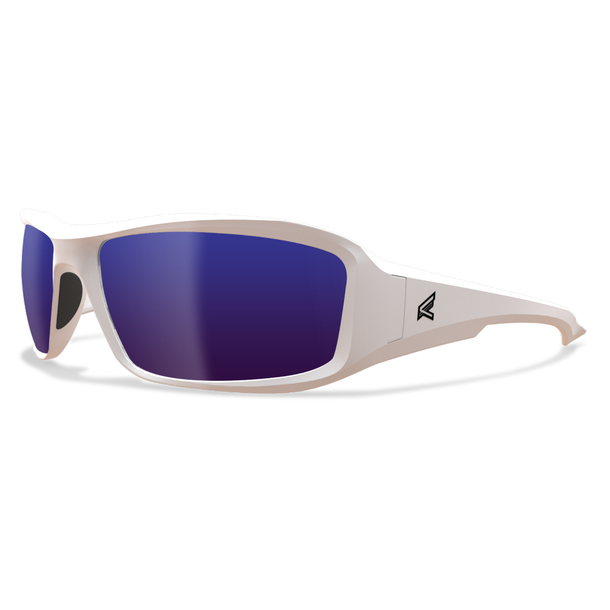 Edge Eyewear Brazeau Safety Glasses, White Frame, Polarized Aqua Precision Blue Mirror Lens TXBAP248