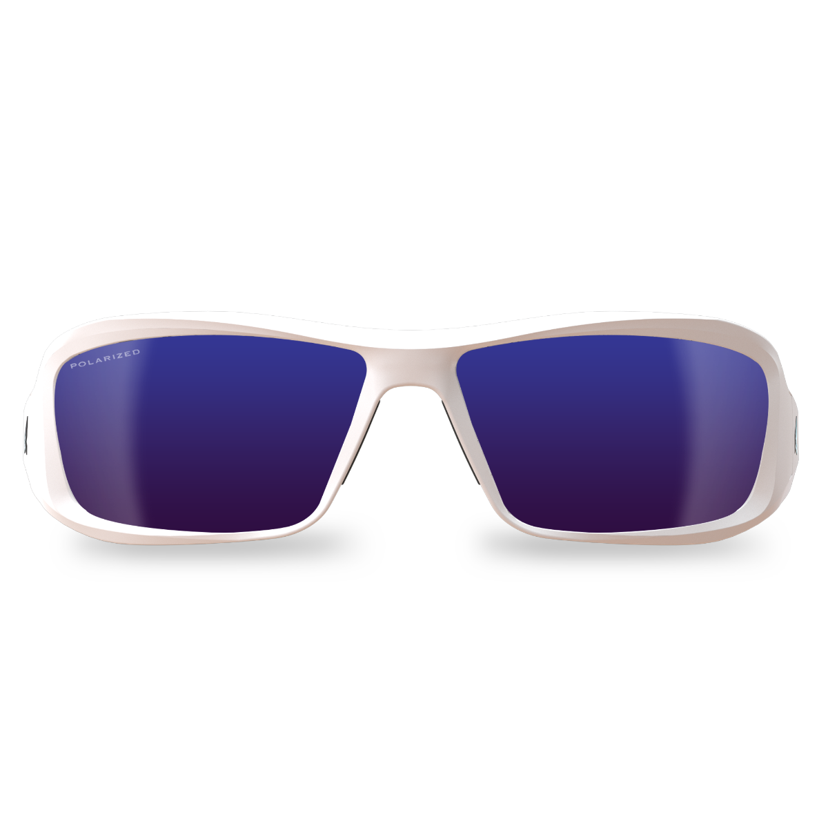 Edge Eyewear Brazeau Safety Glasses, White Frame, Polarized Aqua Precision Blue Mirror Lens TXBAP248