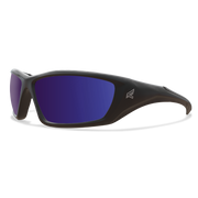 Edge Eyewear Robson Safety Glasses, Black Frame, Polarized Aqua Precision Blue Mirror Lens TXRAP418