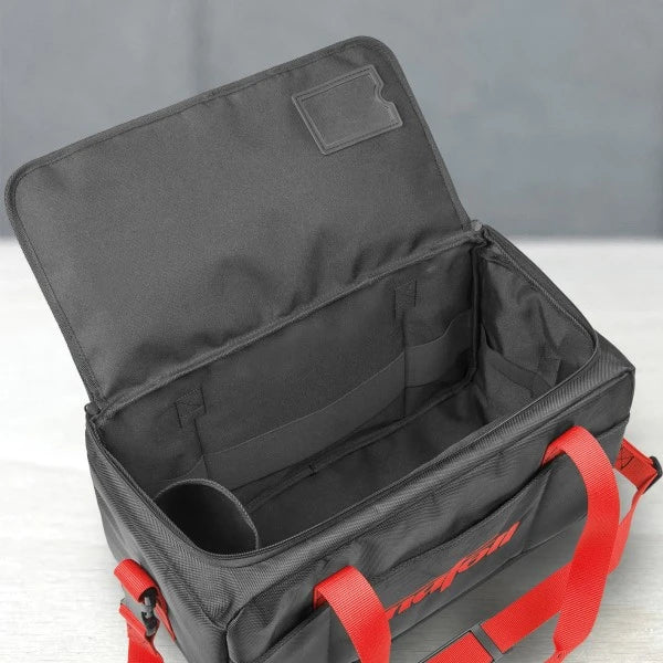 Opened Mafell TZ-WT30 bag showing padded interior and multiple internal pockets.