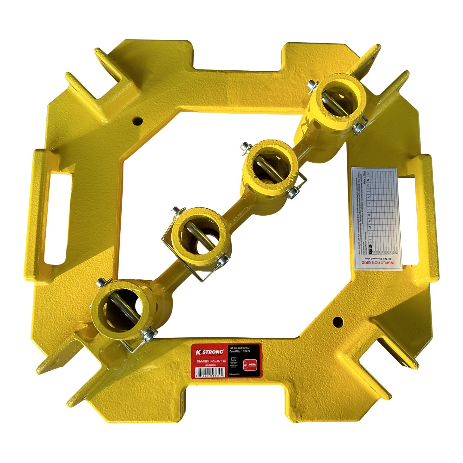 K Strong Guardrail 4-way Baseplate with Powder Coated Steel and Locking Pins UFGR240004