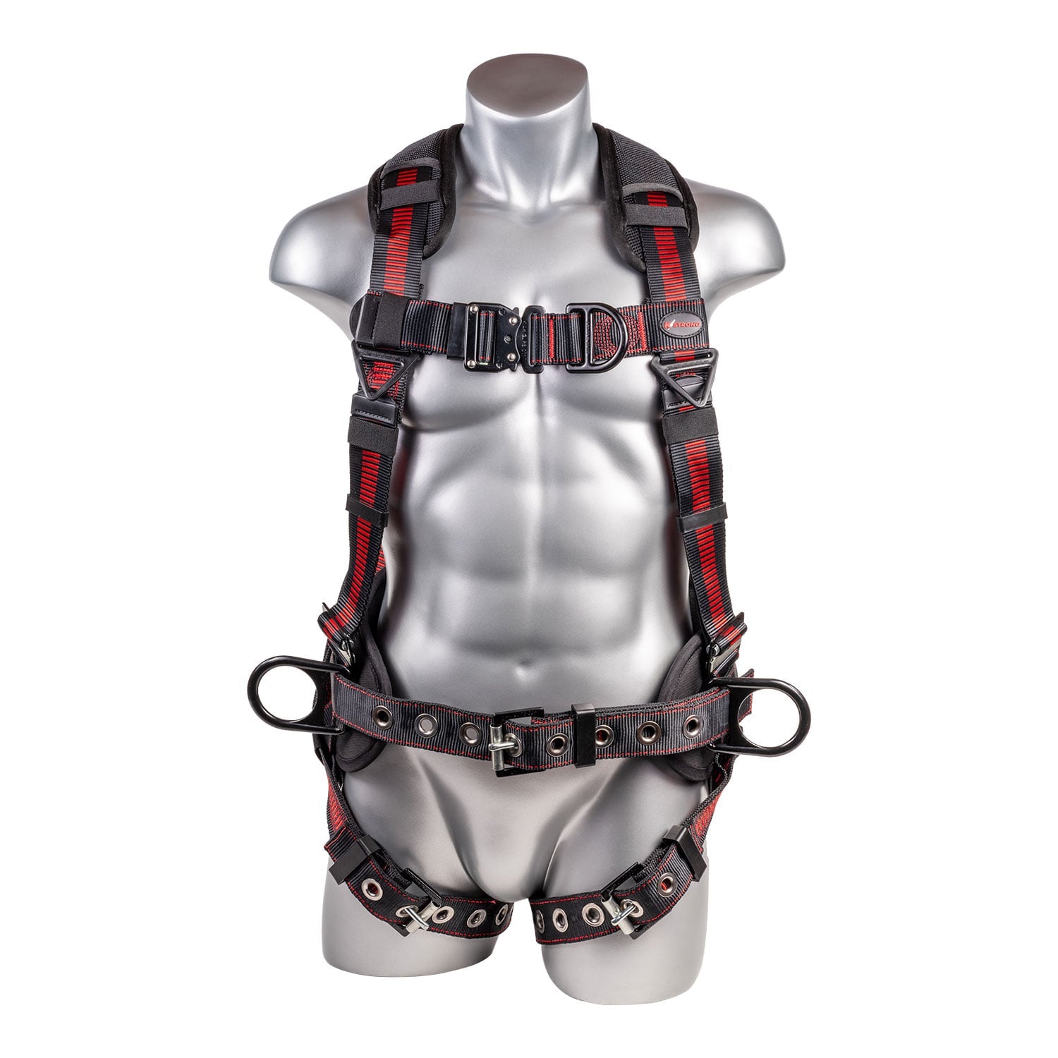 K Strong Kapture Epic+ 5-Point Full Body Harness, Enhanced Dorsal D-ring Plus, Front D-ring, 2 Side D-rings, Waist Pad w/ Tool Belt, Back/Shoulder Pad, Trauma Relief Straps, QC Chest, TB Legs (L-XL) UFH10341G(L-XL)