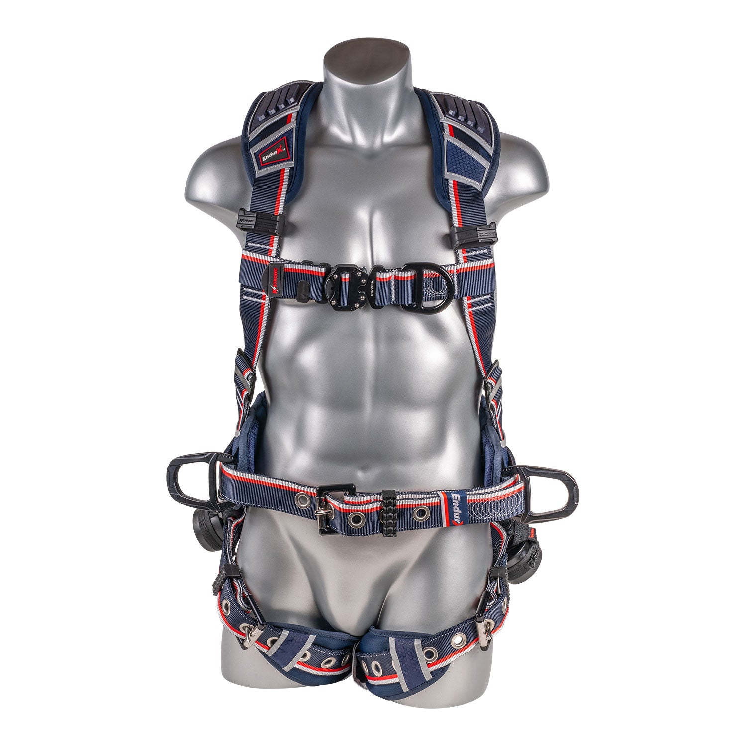 K Strong EndurX 5-Pt Full Body Harness, Abrasion Resistant Shoulder Pad, Waist Pad w/ Tool Belt, Deluxe Leg Pads, Enhanced Dorsal D-ring Plus, Front D-ring, Side D-rings, Quick Slide Adjusters, Trauma Relief Straps, QC Chest, TB Legs (XL) UFH11512G(XL)