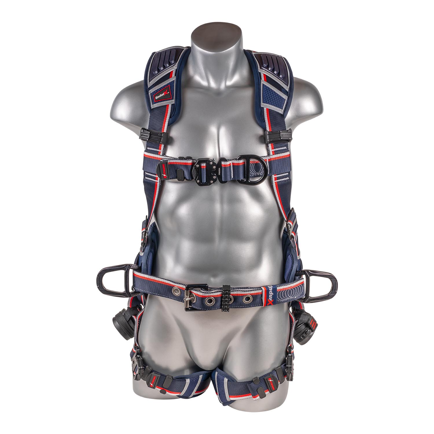 K Strong EndurX 5-Point Full Body Harness, Abrasion Resistant Shoulder Pad, Waist Pad w/ Tool Belt, Deluxe Leg Pads, Enhanced Dorsal D-ring Plus, Front D-ring, Side D-rings, Quick Slide Adjusters, Trauma Relief Straps, QC Chest/Legs (M) UFH11512Q(M)