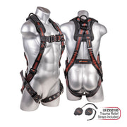 Kapture Elite+ 5-Point Full Body Harness, Enhanced Dorsal D-ring Plus, Front D-ring, TB Legs, QC Chest, Back/Shoulder Pad, All Black Fittings (L-XL)