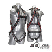 Kapture Elite+ 5-Point Full Body Harness, Dorsal D-ring, TB Legs, QC Chest, Back/Shoulder Pad, All Black Fittings (L-XL)