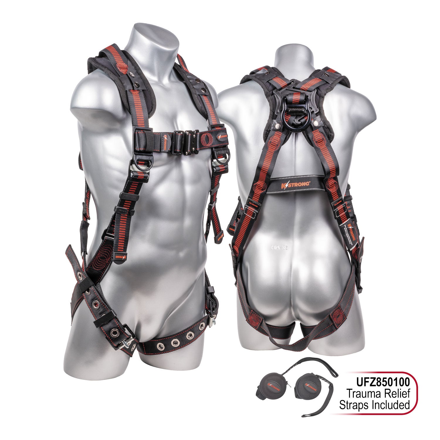 K Strong Kapture Elite+ 5-Point Full Body Harness, Enhanced Dorsal D-ring Plus, TB Legs, QC Chest, Back/Shoulder Pad, Spring Torso Adjusters (M-L) UFH15203GQ(M-L)
