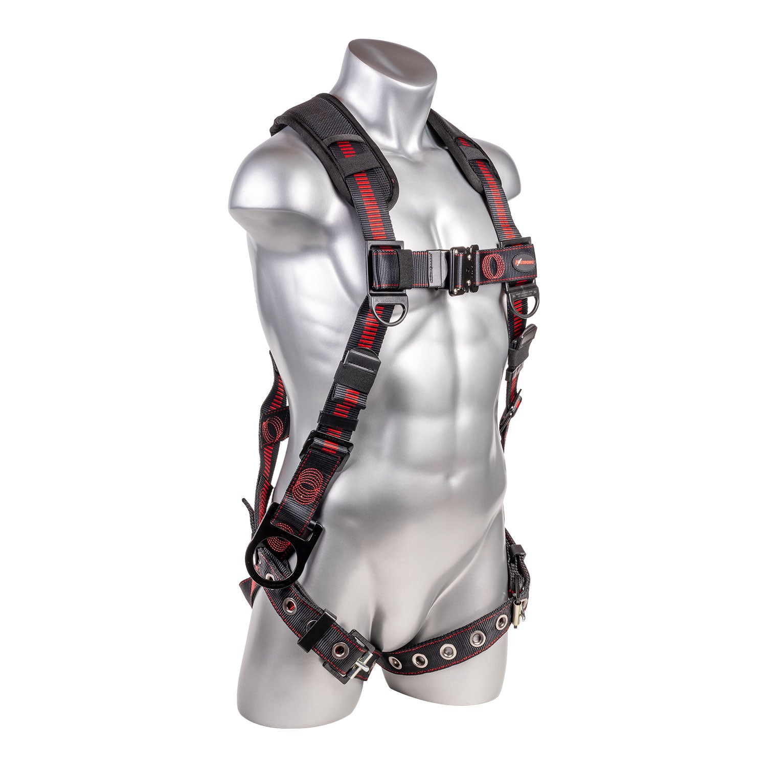 K Strong Kapture Elite+ 5-Point Full Body Harness, Enhanced Dorsal D-ring Plus, 2 Side D-rings, TB Legs, QC Chest, Back/Shoulder Pad, All Black Fittings (S-M) UFH15231GQ(S-M)