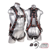 Kapture Elite+ 5-Point Full Body Harness, Enhanced Dorsal D-ring Plus, 2 Side D-rings, TB Legs, QC Chest, Back/Shoulder Pad, All Black Fittings (M-L)